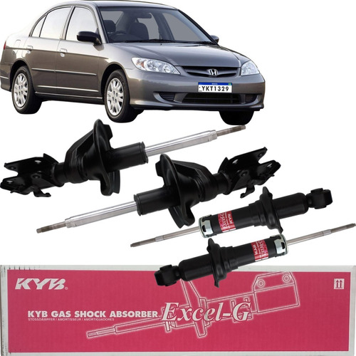 4 Amortecedor Original Kyb Civic 1.7 2003 Até 2005 Furo 17mm