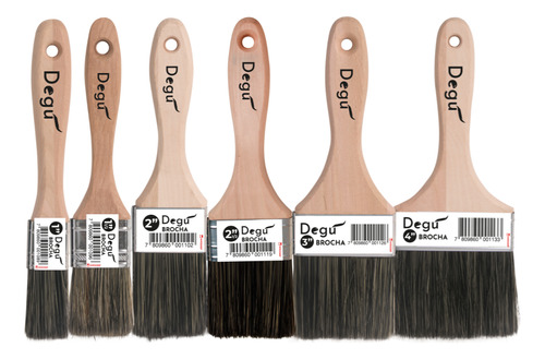 Set De Brochas Pintura 6 Pcs Degú Mango Madera 5/8 | Wesser
