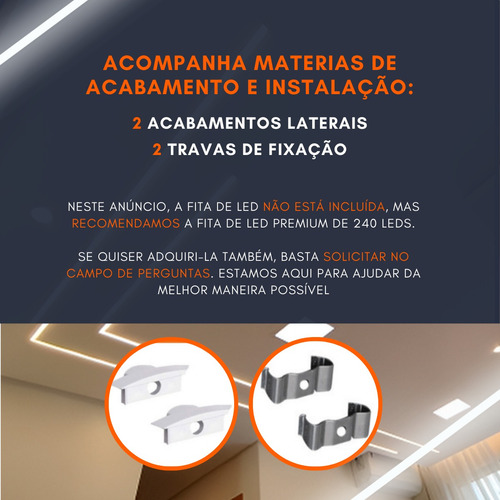 Perfil De Led Embutir 1,50m Slim De Aluminio Para Ripado