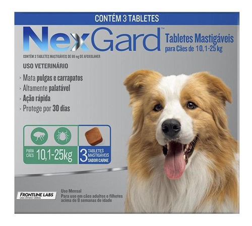 Nexgard 10 A 25kg Com 3 Unidades