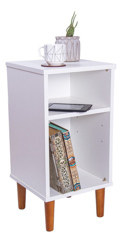 Mesa De Cabeceira Lateral Cama Quarto Madeira Retrô 60x30x30 Acabamento Fosco Cor Branco