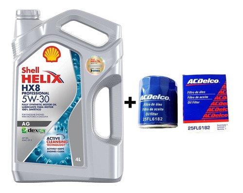 Aceite 5w30 Shell Doble Sello + Filtro Acdelco