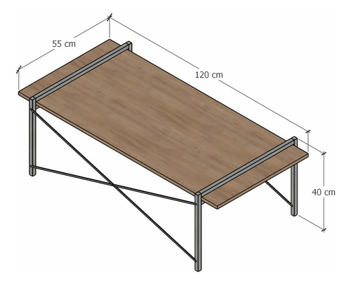 Mesa De Centro Para Sala Portofino Metal Y Madera Color Marrón claro