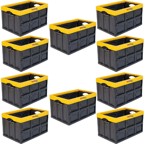 Caja De Plegable Reforzada, Mxicx-006, 10 Pzas, 10kg, 53x36x Color Negro/Amarillo InstaCratex