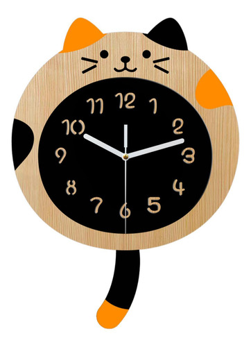 Reloj De Pared De Animales Con Cola, Grano De Madera