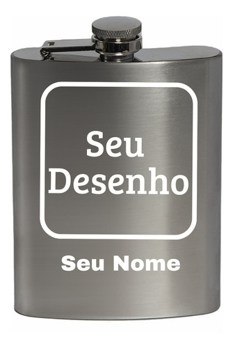 Cantil Porta Whisky Personalizado C/ Seu Nome Alcoól Inox Cor Inox Escovado