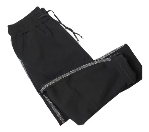 Pantalón Buzo Jogger Mujer Negro Modelo Rayas - Adcesorios