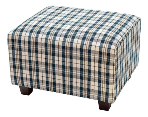 Puff Rectangular 58x48 - Tela Escoces Azul