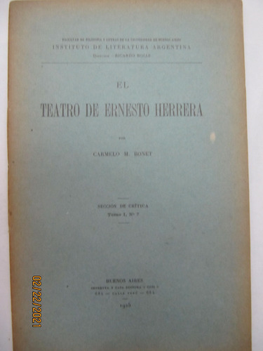 El Teatro De Ernesto Herrera Carmelo M.bonet 1925