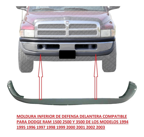 Moldura Inferior Defensa Delantera Ram Pick Up 1994 Al 2002