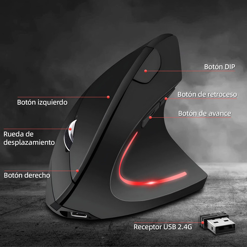 Mouse Inalámbrico Ergonómico Recargable,mouse Vertical Con
