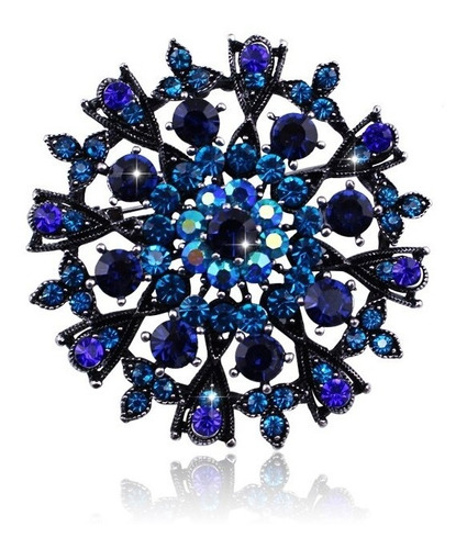 Prendedor Broche De Flor Azul Profundo Hermoso