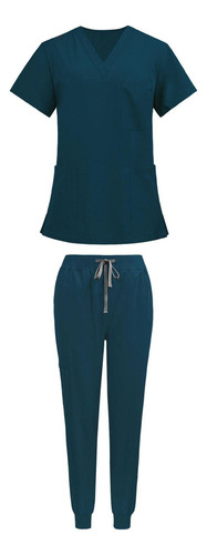 Conjunto Médico Elegante Con Cuello En V Y Pantalones Para