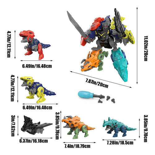 Set De Juguetes De Dinosaurios Removibles Cinco En Uno X Diy
