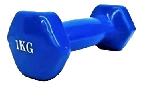 Imagen 2 de 5 de Set X 2u. Mancuerna Pesa Hexagonal Vinílica Azul 1kg