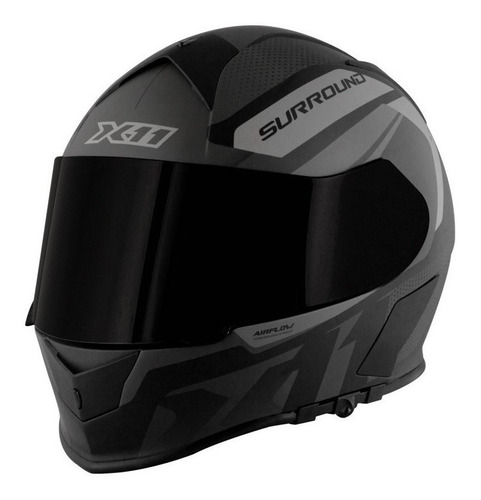 Capacete X11 Pro Surround Cinza Viseira Fumê + Viseira Extra Cor Cinza/Preto Tamanho P - 56