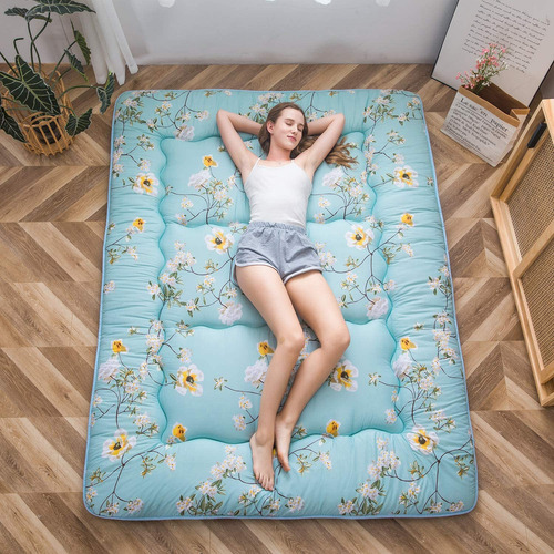 Colchón Futón Rústico Floral Plegable Individual 3.9 Pulgada