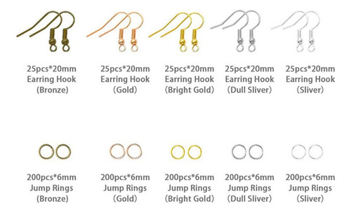 Kit De Suministros Para Aretes De 1128 Piezas Con Ganchos Pa