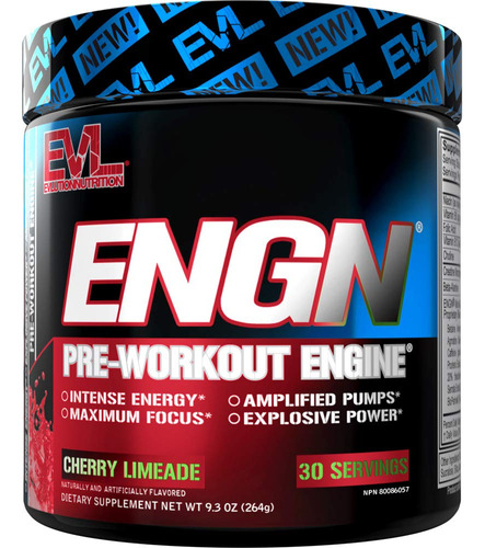 Evlution Nutrition Engn Polvo Preentrenamiento Intenso, Sin