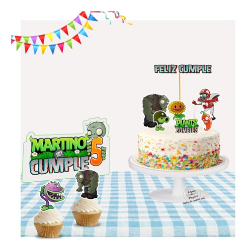 Adorno Torta Cake Topper Plantas Vs Zombies Op3