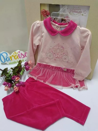 Conjunto Paraiso Bebe Menina Luxo Plush + Molecotton Rf 7150