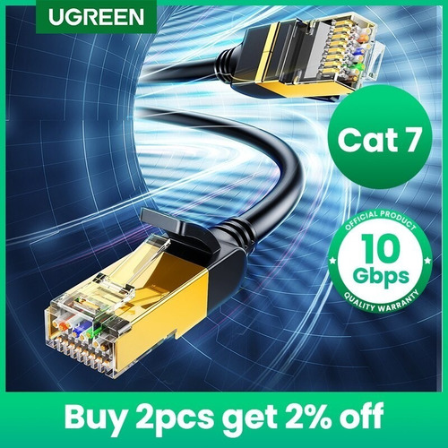 Imagen 6 de 7 de Cable De Red Lan Ethernet Rj45 Cat7 10gbps Ugreen 1m 1 Mts