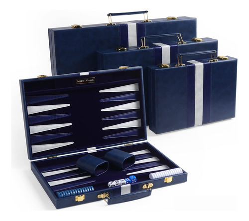 Set De Backgammon Azul Magic Vosom Travel, Tamaño Mediano, 1