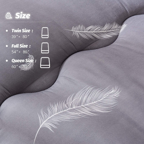 Colchón De Futón Grueso Japonés Plegable Tamaño Queen Gris