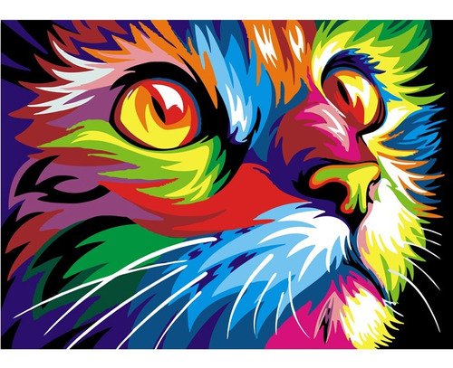 Kit De Pintura De Gatos De Colores, Pintura Al Óleo Digital