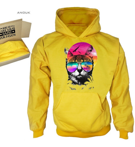 Imagen 7 de 10 de Buzo Hoodie Personalizado Saco Gato Play Estampado Unisex