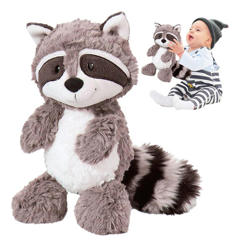 Peluche Mapache Gris Encantador Mapache Lindo Suave Muñeco