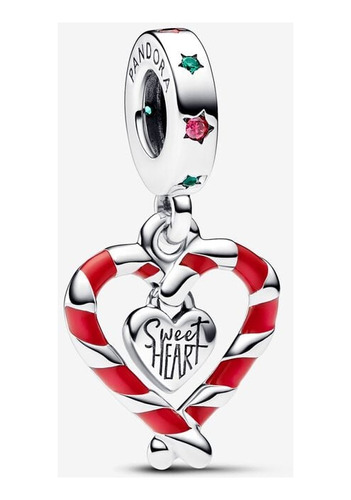 Charm Pandora Navidad Corazón Bastón Caramelo Ale 925 