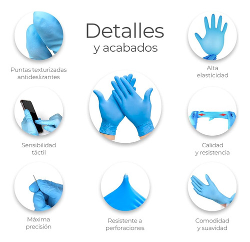 Guante De Nitrilo Sin Polvo Vinil Libre De Latex Azul 1000pz