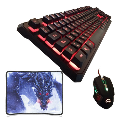 Kit Gamer Teclado Y Mouse Odin Luces Led