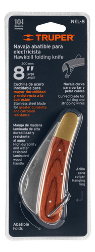 Cuchillo Abatible 8 Para Electricista Mango Madera, Navaja