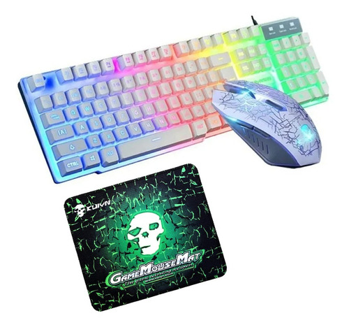 T6 Teclado Y Ratón Kit Gamer Barato Alámbrico Luz Led 3