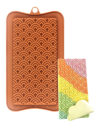 Molde De Silicona Tableta Chocolate Arcoiris Wave Patter Hdr