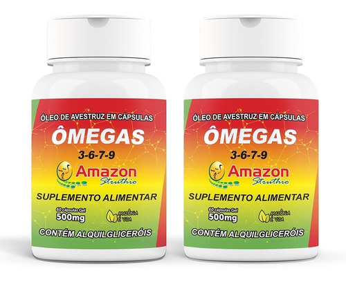 Imagem 2 de 4 de Kit 2 Un Óleo De Avestruz Em Cápsula Amazon Struthio 120 Cap