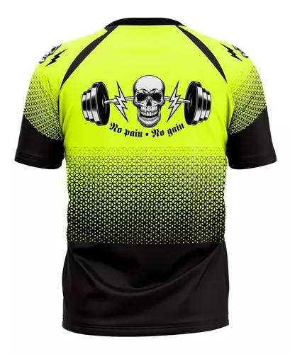 Camiseta Academia Sport Skull Fluor Treino Camisa Masculina