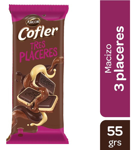 Chocolate Macizo Cofler 3 Placeres Blanco Leche 55grs