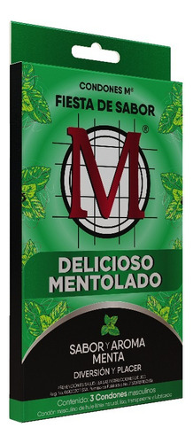 Caja X3 Preservativos Lubricados Sabor Menta Condones M