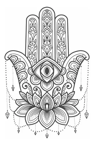 Um conjunto de tatuagens de mão hamsa.