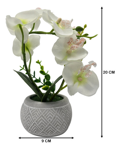 Planta Artificial Orquidea Pequeña Macetero De Cemento