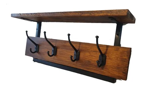 Perchero de hierro y madera sales