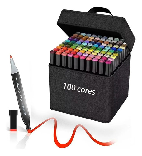 Q Kit Canetinhas Criativas 100 Cores Com Duas Pontas B