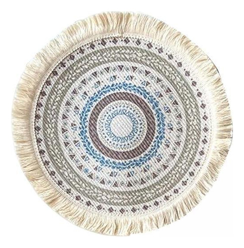 2 Mantel Individual Con Flecos De Mandala Boho Estilo D