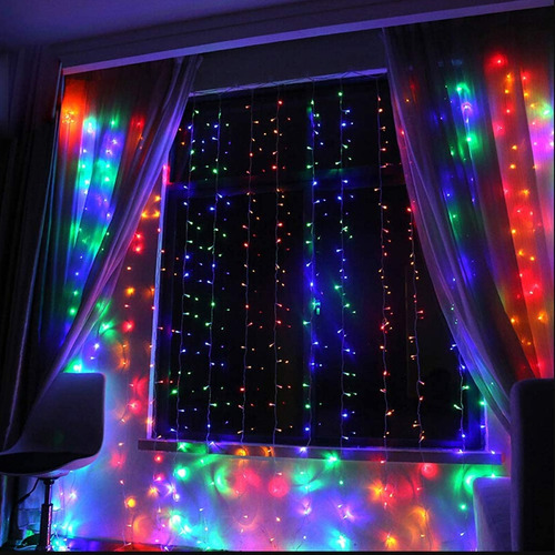 Imagen 7 de 8 de Cortina Led Rgb Conexión Usb Con Control Remoto 3x3 Mts