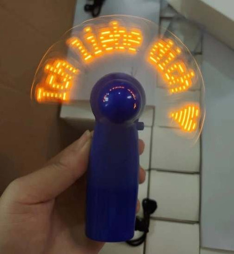 Ventilador Mini Con Luz Led 6 Mensajes Idiomas Frase Te Amo