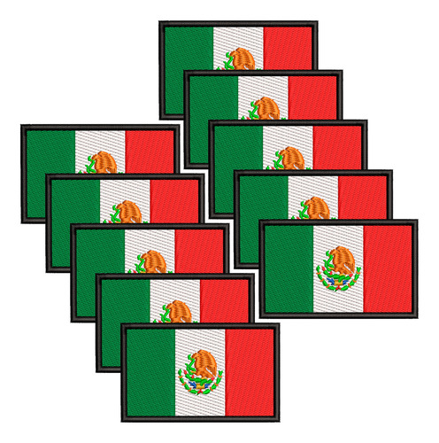 Mayoreo Paquete 10 Parche Bandera México Bordado Adherible