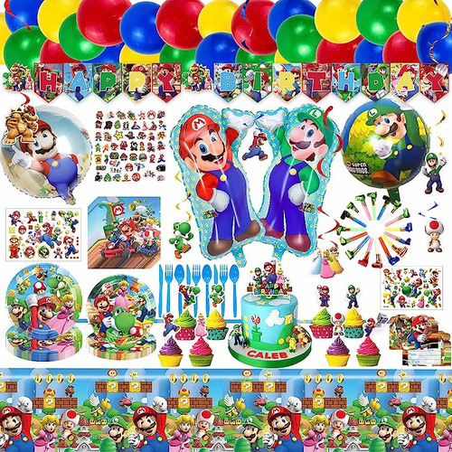 Suministros Para Cumpleaños Mario El Juego Decoraciones Mari